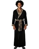 Alexander Del Rossa Long Mens Robe Full Length Big and Tall Robe, Black with Leopard Print Large (A0124B10LG)