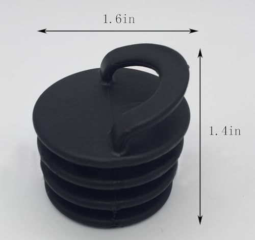 Forieru 4-Pack 1.6 Inch Black Rubber Kayak Scupper Plugs, Push-in Drain Plugs with Handle for Canoe and Kayak Accessories