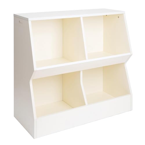 StrongTek 2-Tier Kids’ Book & Toy Organizer with 4 Compartments, 29