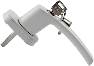 Window Locks,Window Handle White Aluminum Alloy Window Handle with Lock Universal Door Turning Handle Key Locking Double Glazing Kid Security Door LockTool