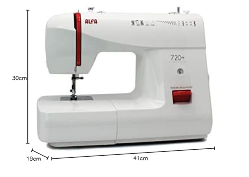 Miniatura 10 de Alfa 720 Máquina De Coser, Compuesto, Blanco, 30x19x41 Cm