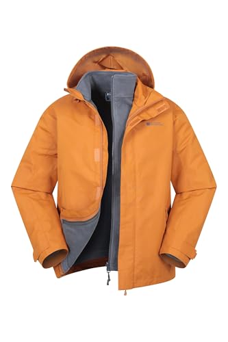 Mountain Warehouse Chaqueta Fell Impermeable para Hombre 3 en 1 Chaqueta Resistente al Agua para Hombre, Chaqueta de Color Negro, Abrigo Largo e Impermeable de Invierno Naranja Quemado XXS