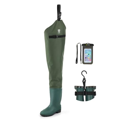 TIDEWE Fishing Hip Waders, Lightweight Hip Boots for Men Women GN M10/W12