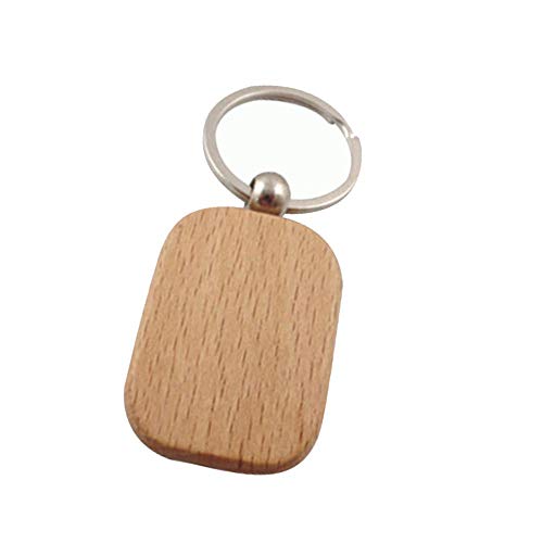 Renquen Schlüsselanhänger aus Holz mit geometrischem Anhänger, 4 x 4 cm Cover
