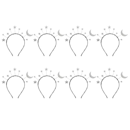 Serrage-têtes étoiles et lunes brillants lot de 8 bandeaux de fête légers pour enfants