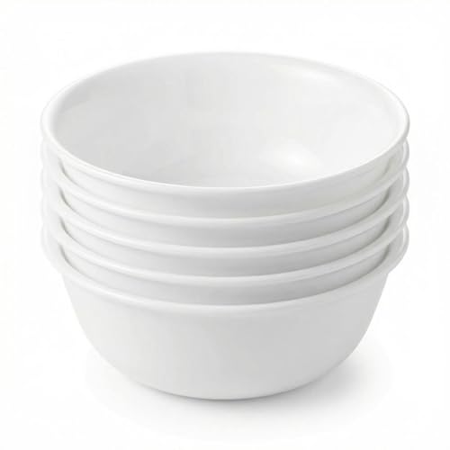 Corelle Vitrelle 28-oz Soup/Cereal Bowls Set of 6 Chip & Crack Resistant Dinnerware Bowls for Soup, Ramen, Cereal and More, Triple Layer Glass, Winter Frost White