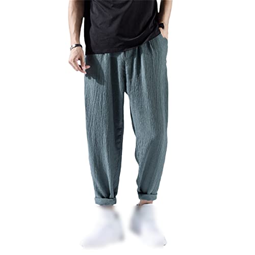 Pantalon décontracté homme grande taille vert foncé en soie glacée