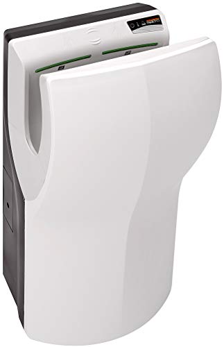 Saniflow M14A-UL Dualflow Plus Eco-High Traffic Hand Dryer in ABS White Finish, High Impact ABS UL 94V0 Cover, 255 mph Air Velocity, 19000-28000 RPM, 350-1050W Motor Power, 2 Pairs of IR Sensors