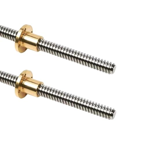 Coavoo 2Pcs T8 8mm T8 x 8 Tr8 x 8 Lead Screw 19.69inch /500mm Length with Brass Nuts (Acme Thread, Pitch of Screws: 2mm,