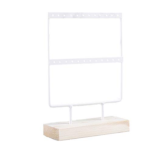 Preisvergleich Produktbild Schicht Ohrring Halter Schicht Schmuckständer Steht Halskette Organizer Steht Schmuckständer Halsketten Armbänder Ohrringe Halter 2 Ebenen Hängen Lagerung Aus Holz Mit Ohrringe Halter Stehen 24 Löcher