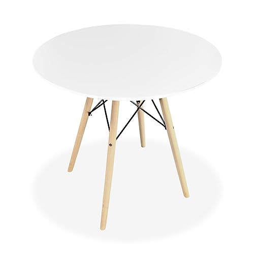 Somnia - Mesa Redonda de Comedor o Cocina Acabada en Blanco Modelo Sofie, Práctica y Funcional. Medidas: 80 cm (Largo) x 80 cm (Ancho) x 75 cm (Alto)