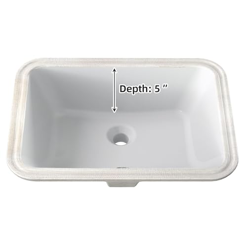 IDEALHOUSE Vessel Sink Rectangular 20 x 15 Inch, White Fireclay Ceramic Undermount Bathroom Sink, Modern Bowl Lavatory Vanity Basin for Bathroom Vanity Cabinet by IDEALHOUSE - Used condition - Image 4