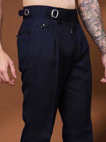 Image of Gurkha Pants for Men | Trouser for Men | Formal Pant | Single Buckle | Bell Bottom Trouser High Waist Pleated Casual Trousers | Flared Bottom Leg Pants for Office Smart Casual Travel Party
