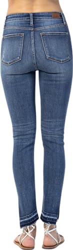 Judy Blue Women's High-Rise Skinny Jeans with Side Slit Released Hem 82422 (Medium Blue, 3)3
