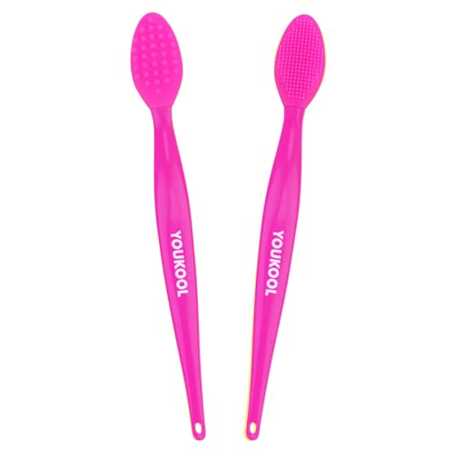 Lip Scrub Brush Double-Sided Silicone Exfoliating Lip Brush Tool for Smoother and Fuller Lip Appearance Fuchsia 2pcs