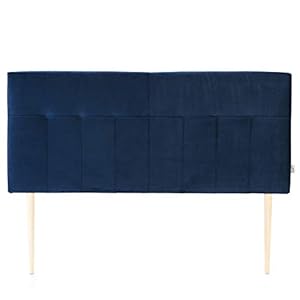 Marckonfort Hoofdbord gestoffeerd Napoles 160×100 donkerblauw, fluweel, houten poten, inclusief fittingen