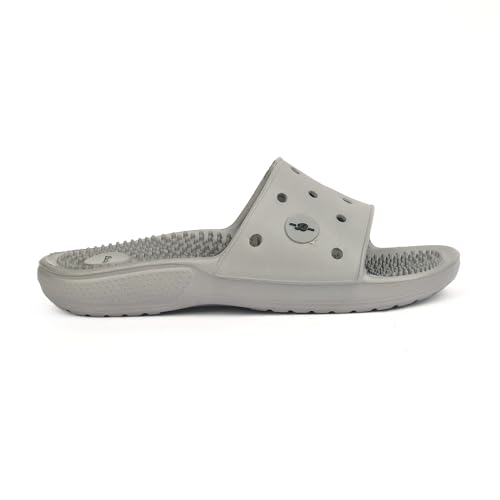 Image of Bata Men's Massage Slippers, Grey, Textured Footbed, Perforated Design, UK 6