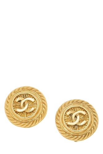 Pre-Loved Gold 'CC' Rope Border Sunburst Earrings, Gold