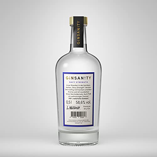GINSANITY Premium Dry Gin „Navy Strength“ | Geschenkidee | Handcrafted in Köln | 0,5 L – Bild 2