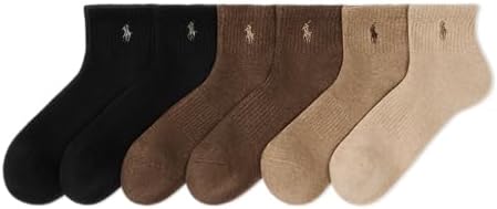 POLO RALPH LAUREN Men's Athletic Performance Cotton Ankle Socks-6 Pair Pack-Breathable Mesh & Sport Moisture Wicking