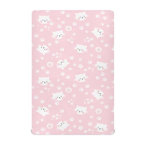 Image of Kigai Fitted Crib Sheet for Boys Girls,Cute Cat Paw Jersey Knit Baby Sheet for Standard Crib and Toddler Bed Mattresses, Cozy Soft Breathable, 28 x 52 in