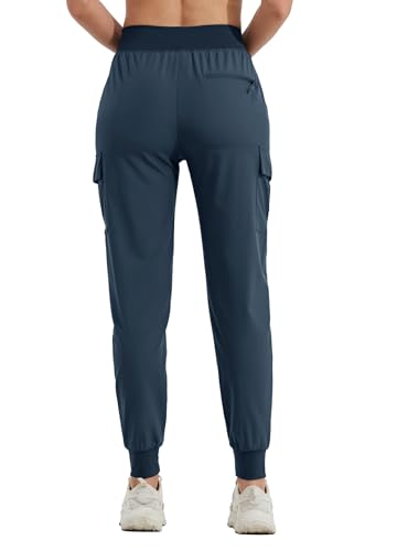 WILLIT Damen Trekkinghose Jogginghose Cargohose Leichte Wanderhosen Schnelltrocknende Wasserdicht Arbeitshose Outdoorhose Marineblau L