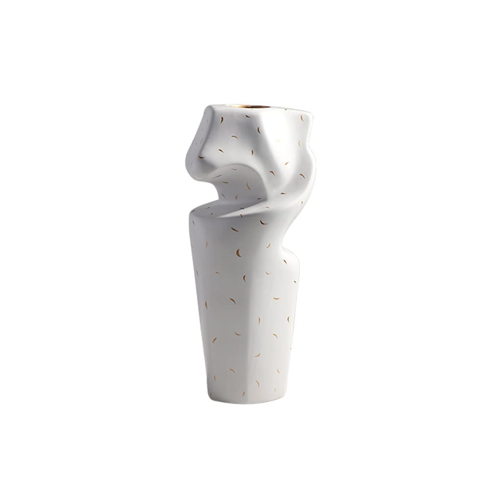 Vase en céramique blanc de 40cm pour décoration salon moderne et porche