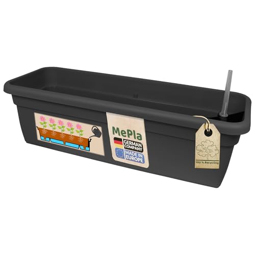 MePla XXL Balconiera con Irrigazione e Corrispondenza XXL Sottobicchieri - Antracite, 80 cm