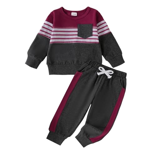 Image of FOCUTEBB Toddler Boy Clothes Baby Boys Fall Winter Outfits Long Sleeve Sweatshirt Top Jogger Pants Set Boys Outfit Set 12M-4T