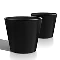 Heyzier Extra Wide Planter Outdoor Indoor, Large Resin Plant Pots for Trees Flowers (Black, 20 inch - 2 Pack)