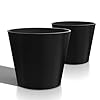 Extra wide planter outdoor indoor large resin plant pots for trees flowers black 20 inch 2 pack  urban country home decor