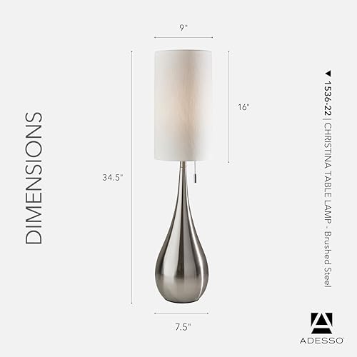 Lámpara de mesa Adesso acero cepillado 34.5 pulg alto miniatura 2