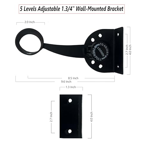 Atletic Bar Ballet Singe Barre 5 Levels Wall-Mounted Adjustable Brackets USA Made, Gym, Home and Studio, Kids and Adults, Fitness, Dance. (Black, 6 FT)