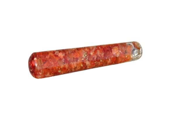 Jet Energized Handmade Carnelian Orgone Smooth Massage Wand Approx. 4 Inch Activation Relieving Stress Mediation Relaxing Healing Crystal Creativity Brings Joy