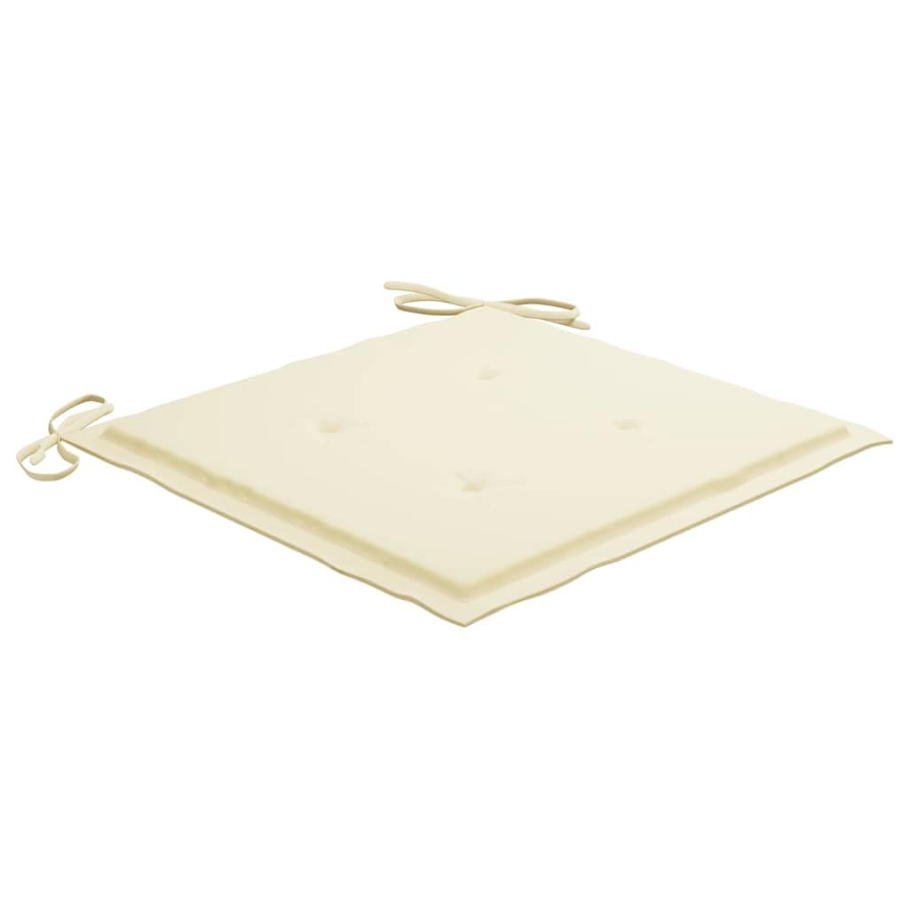 Hothingwell Składane krzesła ogrodowe z litego drewna tekowego z poduszkami w kolorze kremowym, elegancki design, wygodne i lekkie, pojemność 110 kg na siedzisko