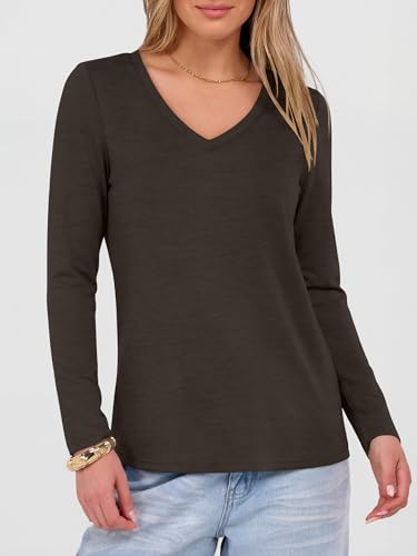 Image of ANRABESS Women's Long Sleeve Shirts V Neck Fall Tops