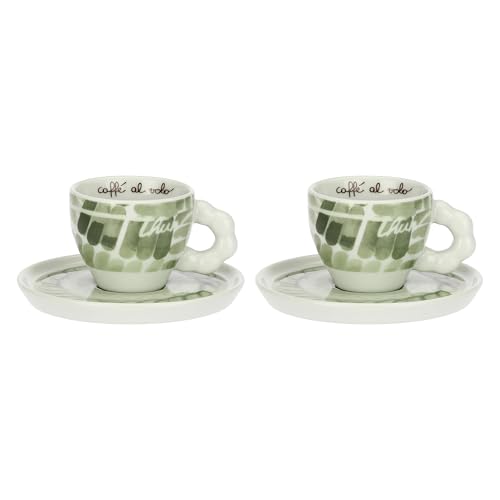 THUN, Set 2 Tazzine Espresso e Zuccheriera in Porcellana, Linea AbbracciAMI, Set da Collezione per Cucina, Tazzina 85 ml, Ø 6.70 cm, 5.2 cm h, Piattino Ø 12 cm, Zuccheriera 370 ml, Ø 10.25 cm