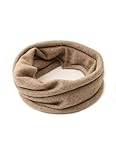 100% Kaschmir Loop Schal für Damen Herren, Weich Warm Gestrickte Schlauchschal Solid Farbe, Herbst Winter Rundschal Unisex Mode Kreis Halswärmer Winddicht Loop Strickschal, Warme Geschenk Curry