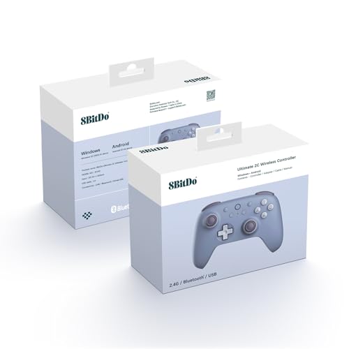 Image of AKNES 8BitDo Ultimate 2C Wireless 2.4G Controller for Windows PC & Android | Gamepad with Hall Effect Joysticks and Hall Triggers, 1000Hz Polling Rate, Remappable L4 /R4 Bumpers - Blueberry