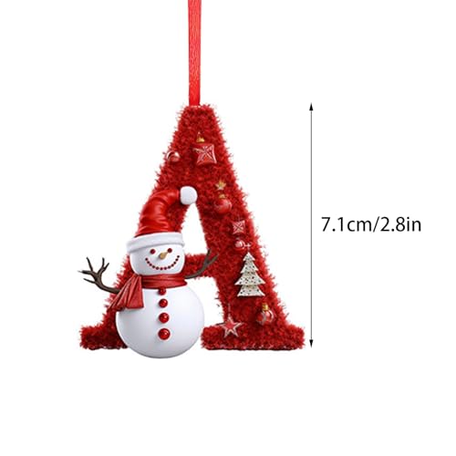 26 Letters Christmas Ornaments 3in Cute Snowman A-Z Hanging Pendant - image 2