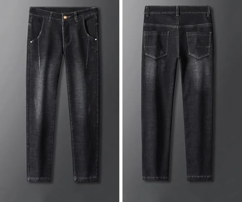 Men Slim Tapered Jeans Embroidery Frayed Denim Pants Vintage Casual High Street Trousers2