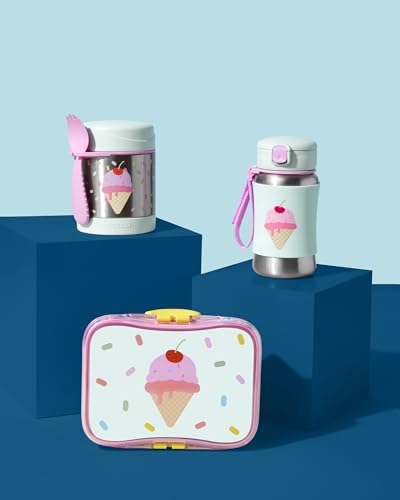 Image of Skip Hop Toddler Sippy Cup with Straw, Sparks Stainless Steel Straw Bottle, Ice Cream (Pack of 2)