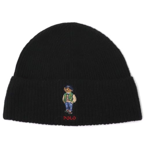 Polo Ralph Lauren Herren Signature Heritage Bear Beanie, Polo Schwarz, Einheitsgröße