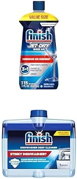 Bundle of Finish Jet-Dry Dishwasher Rinse Aid 32 oz, 300 washes + Finish Dishwasher Cleaner Liquid, 3 Month Supply, 8.45oz