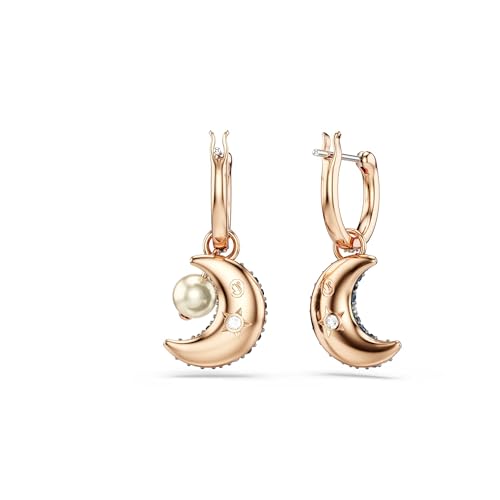 Variante de Swarovski pendientes mujer luna asimétricos oro rosa