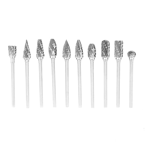 Set de 10 fresas de carburo Srliya 3mm vástago 6mm cabeza miniatura 6