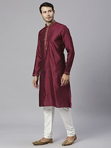 Image of Rajubhai Hargovindas Men's Jacquard Work Kurta Set