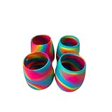 BUDINOQUE Silicone Wine Glasses, 4 Count (Pack of 1), Rainbow Multicolor Camouflage Drinking Cups