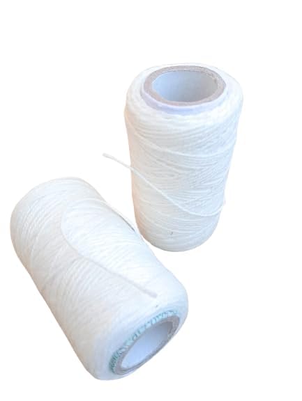 Sorzy Cotton Yarn Roll for Flower Garlands & DIY Crafts – White Thread, 55m per Roll, Pack of 10 1