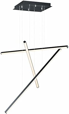 Miniatura 2 de ET2 E21373-BK - Lámpara de techo colgante LED minimalista única, 3 luces de 59 vatios totales, 17 pulgadas de alto x 48 pulgadas de ancho x 48